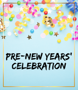 Confetti and ribbon curls on a light blue backgroud